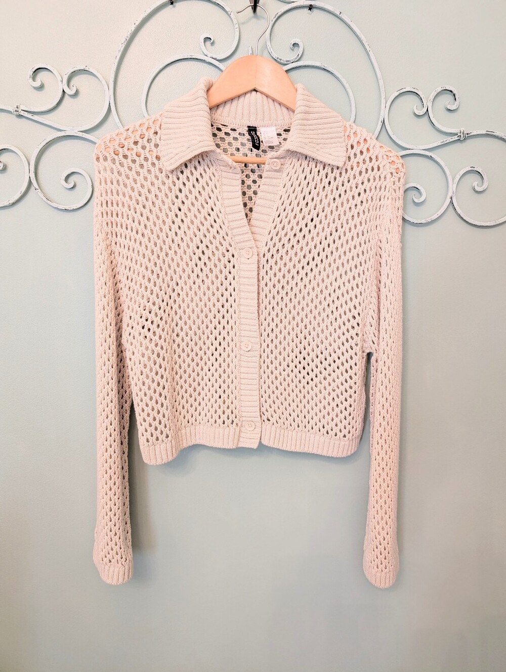 Divided Netted Look Cardigan